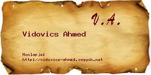 Vidovics Ahmed névjegykártya
